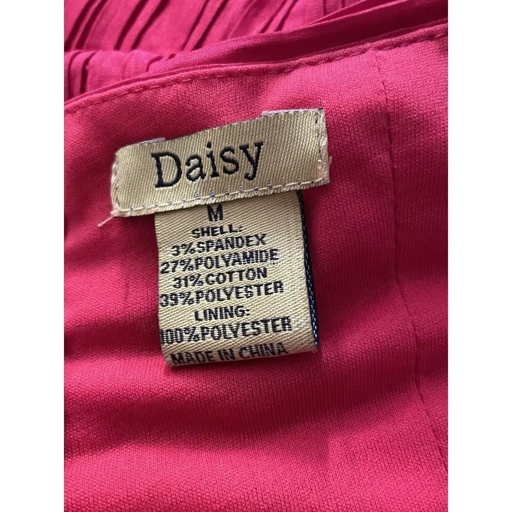 Daisy Red Spandex Dress Ruching Strapless Built-in Bra‎  M
